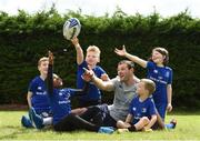 12 August 2016; Leinster's Robbie Henshaw with, from left, Cian Grogan, Alseny Bah, Bradley Creighton, Joseph Murphy and Mya Kilmartin during a Bank of Ireland Leinster Rugby Summer Camp at Garda RFC in Westmanstown Sports Centre, Dublin. Photo by Matt Browne/Sportsfile