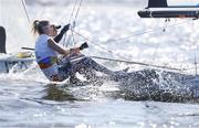 13 August 2016; Andrea Brewster and Saskia Tidey of Ireland in action during the second day of racing in the Women's 49er FX class on the Aeroporto course, Copacabana, during the 2016 Rio Summer Olympic Games in Rio de Janeiro, Brazil. Photo by David Branigan/Sportsfile