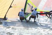 13 August 2016; Ryan Seaton and Matt McGovern of Ireland in action during the second day of racing in the Men's 49er class on the Aeroporto course, Copacabana, during the 2016 Rio Summer Olympic Games in Rio de Janeiro, Brazil. Photo by David Branigan/Sportsfile