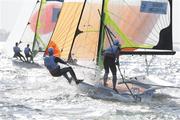 13 August 2016; Ryan Seaton and Matt McGovern of Ireland in action during the second day of racing in the Men's 49er class on the Aeroporto course, Copacabana, during the 2016 Rio Summer Olympic Games in Rio de Janeiro, Brazil. Photo by David Branigan/Sportsfile