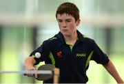 14 August 2016; Gareth Gallagher, Bunninadden, Co. Sligo, competing in the Table Tennis U16 & O13 Boys competition at Weekend 1 of the Community Games National Festival at Athlone I.T in Athlone, Co Westmeath. Photo by Seb Daly/Sportsfile