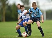 14 August 2016; Jakub Basinski of Belvedere in action against Matthew Brennan of Crumlin United during the final of the Volkswagen Junior Masters Under 13 Football Tournament at the AUL Sports Grounds, Dublin Airport, Dublin. Photo by Sportsfile