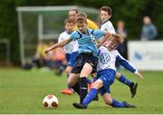 14 August 2016; Jakub Basinski of Belvedere in action against Ben Clarke of Crumlin United during the final of the Volkswagen Junior Masters Under 13 Football Tournament at the AUL Sports Grounds, Dublin Airport, Dublin. Photo by Sportsfile