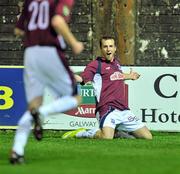 2 November 2010; Galway United's Karl Shepperd celebrates after scoring his side's first goal. Airtricity League Premier Division Relegation Play-Off, Galway United v Bray Wanderers, Terryland Park, Galway. Picture credit: David Maher / SPORTSFILE