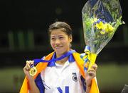 18 September 2010; Mary Kom, India, after recieving her Light Fly gold medal. AIBA Women World Boxing Championships Barbados 2010 - Finals, Garfield Sobers Sports Gymnasium, Bridgetown, Barbados. Picture credit: Stephen McCarthy / SPORTSFILE