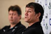 4 November 2010; Ireland defence coach Les Kiss speaking during a press conference ahead of their Autumn International game against South Africa on Saturday. Ireland Rugby Management Squad Press Conference, Shelbourne Hotel, Dublin. Picture credit: Matt Browne / SPORTSFILE