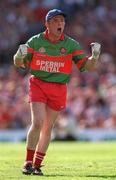 26 August 2001; Derry goalkeeper Owen McCloskey celebrates during the Bank of Ireland All-Ireland Senior Football Championship Semi-Final match between Galway and Derry at Croke Park in Dublin. Photo by Ray McManus/Sportsfile
