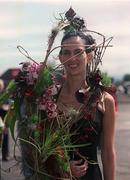 2 August 2001; A racegoer during Ladies Day of the Galway Summer Racing Festival at Ballybrit Racecourse in Galway. Photo by Damien Eagers/Sportsfile