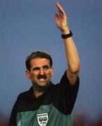 28 August 2001; Referee John Feighery during the Eircom League Premier Division match between Longford Town and Shamrock Rovers at Flancar Park in Longford. Photo by David Maher/Sportsfile