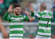 15 August 2016; Gary McCabe, right, of Shamrock Rovers celebrates with team-mate Brandon Miele after scoring his side's first goal during the SSE Airtricity League Premier Division match between Shamrock Rovers and Wexford Youths at Tallaght Stadium, Dublin. Photo by Eóin Noonan/Sportsfile