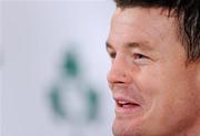 5 November 2010; Ireland captain Brian O'Driscoll speaking during a press conference ahead of their Autumn International game against South Africa on Saturday. Ireland Rugby Squad Press Conference, Aviva Stadium, Lansdowne Road, Dublin. Picture credit: Stephen McCarthy / SPORTSFILE