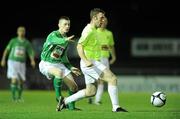 5 November 2010; Dom Tierney, Monaghan United, in action against Shane O'Neill, Bray Wanderers. Airtricity League Premier Division Relegation Play-Off 1st Leg, Monaghan United v Bray Wanderers, Gortakeegan, Co. Monaghan. Photo by Sportsfile