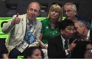 16 August 2016; Minister for Sport Shane Ross, left, Ruth Buchanan and John Treacy, CEO, Sport Ireland, during the Bantamweight quarter final bout between Michael Conlan of Ireland and Vladimir Nikitin of Russia at the Riocentro Pavillion 6 Arena during the 2016 Rio Summer Olympic Games in Rio de Janeiro, Brazil. Photo by Stephen McCarthy/Sportsfile