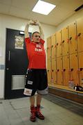 6 November 2010; Willie Casey prepares in his dressing room before his European Super Bantamweight title bout against Paul Hyland. Hunky Dorys Fight Night, UL Arena, Limerick. Picture credit: Diarmuid Greene / SPORTSFILE