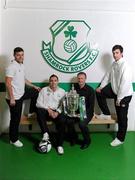 9 November 2010; Shamrock Rovers manager Michael O'Neill with, from left, James Chambers, Stephen Rice, and Craig Sives ahead of their FAI Ford Cup Final against Sligo Rovers on Sunday. Shamrock Rovers FAI Ford Cup Final Media Day, Tallaght Stadium, Tallaght, Dublin. Picture credit: Brian Lawless / SPORTSFILE