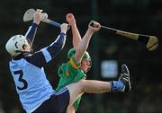 10 November 2010; Frank O'Donoghue, Dublin South, in action against Donal O'Neill, St Mary's, Enniscorthy. Leinster Colleges Senior Hurling ‘A’ League - Round 2, Dublin South v St Mary's, Enniscorthy, Santa Maria, Firhouse, Dublin. Picture credit: Alan Place / SPORTSFILE