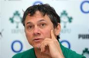 11 November 2010; Ireland defence coach Les Kiss during a press conference ahead of their Autumn International match against Samoa on Saturday. Ireland Rugby Squad Management Press Conference, Shelbourne Hotel, St Stephen's Green, Dublin. Picture credit: Stephen McCarthy / SPORTSFILE