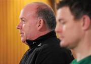 12 November 2010; Ireland head coach Declan Kidney, left, and captain Brian O'Driscoll, speaking during a press conference ahead of their Autumn International game against Samoa on Saturday. Ireland Rugby Squad Press Conference, Aviva Stadium, Lansdowne Road, Dublin. Picture credit: Alan Place / SPORTSFILE