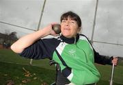 12 November 2010; Rosemary Tallon, Shot Putt, from Drogheda, Co. Louth, during an Ireland paralympic squad training camp. Ireland Paralympic Squad Training Camp - November 2010, University of Limerick, Limerick. Picture credit: Brian Lawless / SPORTSFILE