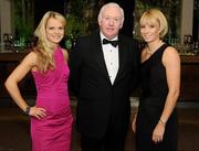 13 November 2010; Athletes Derval O’Rourke, right, and Ailis McSweeney with Ray Colman, Chief Executive Woodie’s DIY. The National Athletics Awards, in association with Woodie's DIY and Tipperary Crystal, The Crowne Plaza Hotel Northwood, Santry, Dublin. Photo by Sportsfile