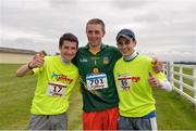 21 August 2016; Jockeys Shane Foley, left, and Ronan Whelan, right, who finished joint-first of the jockeys in the 10km race with Keith Donoghue, first jockey home in the 5km race, at The Jog For Jockeys in aid of Irish Injured Jockeys. Over 400 runners took part in the annual Jog For Jockeys 5km and 10km charity runs in aid of Irish Injured Jockeys at the Curragh Racecourse in Kildare today. Photo by Piaras Ó Mídheach/Sportsfile