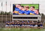 21 August 2016; The Tipperary team line up during the playing of the national anthem before the start of the GAA Football All-Ireland Senior Championship Semi-Final game between Mayo and Tipperary at Croke Park in Dublin. Photo by David Maher/Sportsfile