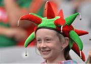 21 August 2016; Young Mayo supporter Ellie McMenaman age 8 from Achill Island, Mayo, before the GAA Football All-Ireland Senior Championship Semi-Final game between Mayo and Tipperary at Croke Park in Dublin. Photo by Eóin Noonan/Sportsfile