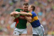 21 August 2016; Aidan O'Shea of Mayo in action against Brian Fox of Tipperary during the GAA Football All-Ireland Senior Championship Semi-Final game between Mayo and Tipperary at Croke Park in Dublin. Photo by Eóin Noonan/Sportsfile