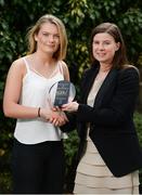 26 August 2016; Saoirse Noonan, left, of Cork is presented with The Croke Park Ladies Football Player of the Month award for July by Muireann King, Director of Sales and Marketing, The Croke Park, at The Croke Park on Jones Road, Dublin. Photo by Seb Daly/Sportsfile