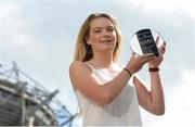 26 August 2016; Saoirse Noonan of Cork with The Croke Park Ladies Football Player of the Month award for July. The Croke Park, Jones Road, Dublin. Photo by Seb Daly/Sportsfile