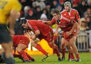 16 November 2010; Munster's James Coughlan takes on the Australia defence supported by Peter Borlase and Duncan Williams, right. Sony Ericsson Challenge, Munster v Australia, Thomond Park, Limerick. Picture credit: Diarmuid Greene / SPORTSFILE