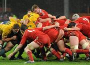 16 November 2010; Peter Borlase, Munster, is popped from a scrum. Sony Ericsson Challenge, Munster v Australia, Thomond Park, Limerick. Picture credit: Alan Place / SPORTSFILE