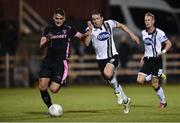 26 August 2016; David McMillan of Dundalk in action against Lee Grace of Wexford Youths during the SSE Airtricity League Premier Division game between Wexford Youths and Dundalk at Ferrycarrig Park in Wexford. Photo by David Maher/Sportsfile