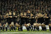 20 November 2010; The New Zealand team perform the Haka before the game. Autumn International, Ireland v New Zealand, Aviva Stadium, Lansdowne Road, Dublin. Picture credit: Matt Browne / SPORTSFILE