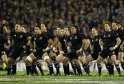 20 November 2010; The New Zealand team perform the Haka before the game. Autumn International, Ireland v New Zealand, Aviva Stadium, Lansdowne Road, Dublin. Picture credit: Matt Browne / SPORTSFILE