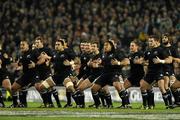 20 November 2010; The New Zealand team perform the Haka before the game. Autumn International, Ireland v New Zealand, Aviva Stadium, Lansdowne Road, Dublin. Picture credit: Matt Browne / SPORTSFILE