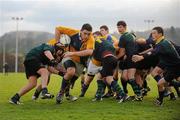 22 November 2010; Rian Pearse, CBS Naas, breaks away from the pack on his way to scoring a try. Duff Cup Semi-Final, CBS Naas v East Glendalough, Old Wesley RFC, Kiltiernan, Co. Dublin. Picture credit: Barry Cregg / SPORTSFILE