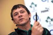 23 November 2010; Ireland defence coach Les Kiss during a press conference ahead of their Autumn International against Argentina on Sunday. Ireland Rugby Squad Press Conference, Fitzpatrick's Castle Hotel, Killiney. Picture credit: Brian Lawless / SPORTSFILE