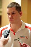26 November 2010; Daniel Goulding, Cork, at a press conference in advance of the game. GAA Football All-Stars Tour 2010 sponsored by Vodafone. Crowne Plaza Hotel, Mutiara, Kuala Lumpur, Malaysia. Picture credit: Ray McManus / SPORTSFILE