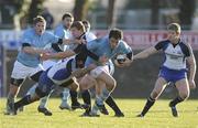 27 November 2010; Conor Hartigan, Garryowen, is tackled by Michael O'Leary, Cork Constitution. All-Ireland League Division 1, Garryowen v Cork Constitution, Dooradoyle, Limerick. Picture credit: Diarmuid Greene / SPORTSFILE