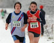 28 November 2010; Brian Carolan, left, Dundrum South Dublin AC, Co. Dublin, and Johnny Skeehan, Waterford, in action during the Boys U18 race in the Woodie's DIY AAI Inter County Cross Country & Juvenile Even Ages. Grensha Grounds, Oakgrove College, Derry. Picture credit: Oliver McVeigh / SPORTSFILE