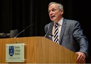 1 September 2016; Trinity College Dublin today hosted a Joint Faculty Symposium on 'International Collaborations in Education, Research and Innovation' as part of the Aer Lingus College Football Classic Game Week. Richard Bruton TD, Minister for Education and Skills, attended along with The Presidents of Trinity College Dublin, Boston College and Georgia Institute of Technology. Pictured is Richard Bruton TD, Minister for Education and Skills. Trinity College, Dublin. Photo by Seb Daly/Sportsfile