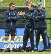 2 September 2016; Republic of Ireland manager Martin O'Neill chats with assistant manager Roy Keane and goalkeeping coach Seamus McDonagh during squad training in the FAI National Training Centre, Abbottown, Dublin.  Photo by David Maher/Sportsfile