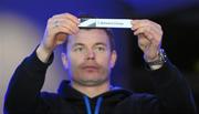 6 December 2010; Leinster's Brian O'Driscoll pulls out the name of Belvedere College during Powerade Leinster Schools Cup Competition Draws. Aviva Stadium, Lansdowne Road. Picture credit: Stephen McCarthy / SPORTSFILE