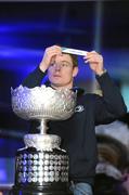 6 December 2010; Leinster's Brian O'Driscoll pulls out the name of St. Mary's College during the Powerade Leinster Schools Rugby Senior Cup draw during the Powerade Leinster Schools Cup Competition Draws. Aviva Stadium, Lansdowne Road. Picture credit: Stephen McCarthy / SPORTSFILE