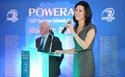 6 December 2010; Erica Roseingrave, Coca-Cola Bottlers, Ireland, Public Affairs and Communications Manager, speaking during the Powerade Leinster Schools Cup Competition Draws. Aviva Stadium, Lansdowne Road. Picture credit: Stephen McCarthy / SPORTSFILE