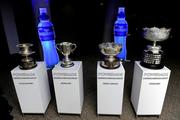 6 December 2010; A general view of the Powerade Leinster Schools Rugby Cups, from left, Fr Godfrey Cup, Junior Cup, Vinnie Murray Cup and Senior Cup during the Powerade Leinster Schools Cup Competition Draws. Aviva Stadium, Lansdowne Road. Picture credit: Stephen McCarthy / SPORTSFILE