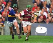 9 September 2001; Fergal Healy of Galway in action against David Kennedy of Tipperary during the Guinness All-Ireland Senior Hurling Championship Final match between Tipperary and Galway at Croke Park in Dublin. Photo by Brendan Moran/Sportsfile