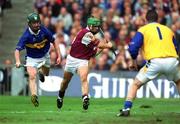 9 September 2001; Fergal Healy of Galway shoots to score his side's second goal past Tipperary goalkeeper Brendan Cummins during the Guinness All-Ireland Senior Hurling Championship Final match between Tipperary and Galway at Croke Park in Dublin. Photo by Brendan Moran/Sportsfile