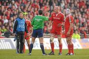 12 December 2010; Paul O'Connell, Munster, is shown a straight red card by Referee Christophe Berdos. Heineken Cup Pool 3 - Round 3, Munster v Ospreys, Thomond Park, Limerick. Picture credit: Diarmuid Greene / SPORTSFILE